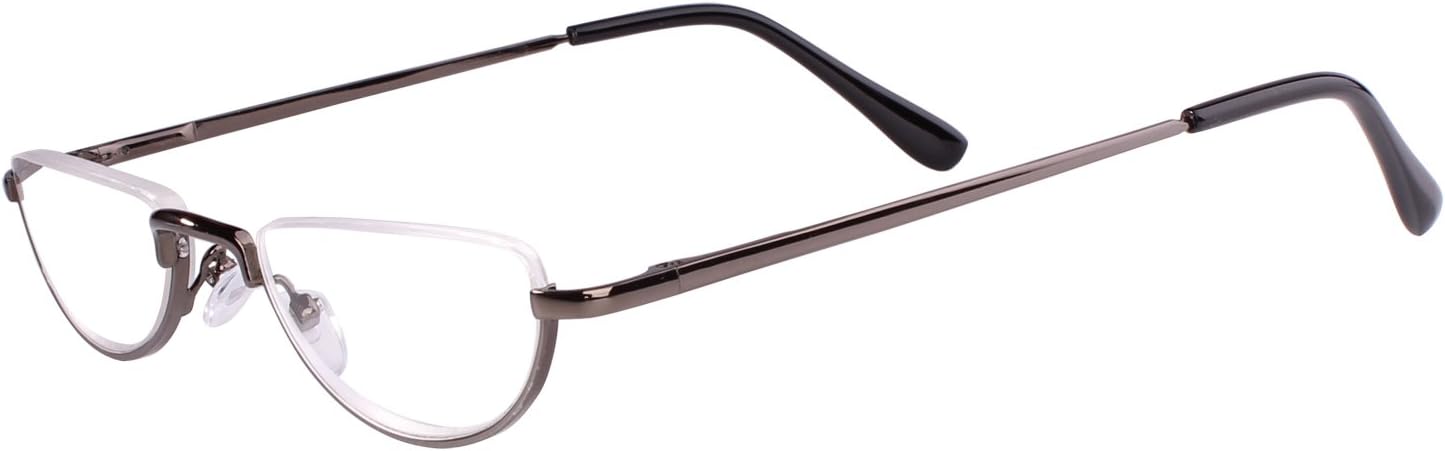 Beison Half Moon Readers Half Rimless Reading Glasses (Grey, 2.5)