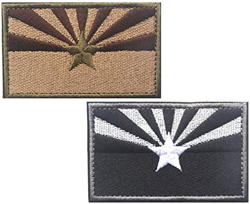 HFDA 2 piece ARIZONA Flag Patches Velcro Morale Patches Cloth Fabric Badges Tactical Patches for Cap Bag Jackets (2"x3", Color 1)