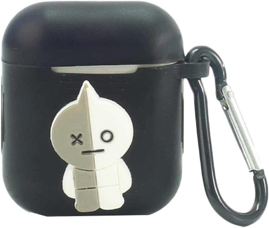 Havenport BTS Airpods Case with Carabiner Kpop Bangtan Boys AirPods Accessories Kawaii Cartoon Portable & Protective Silicone Skin Cover Case for Apple Airpods(Van)