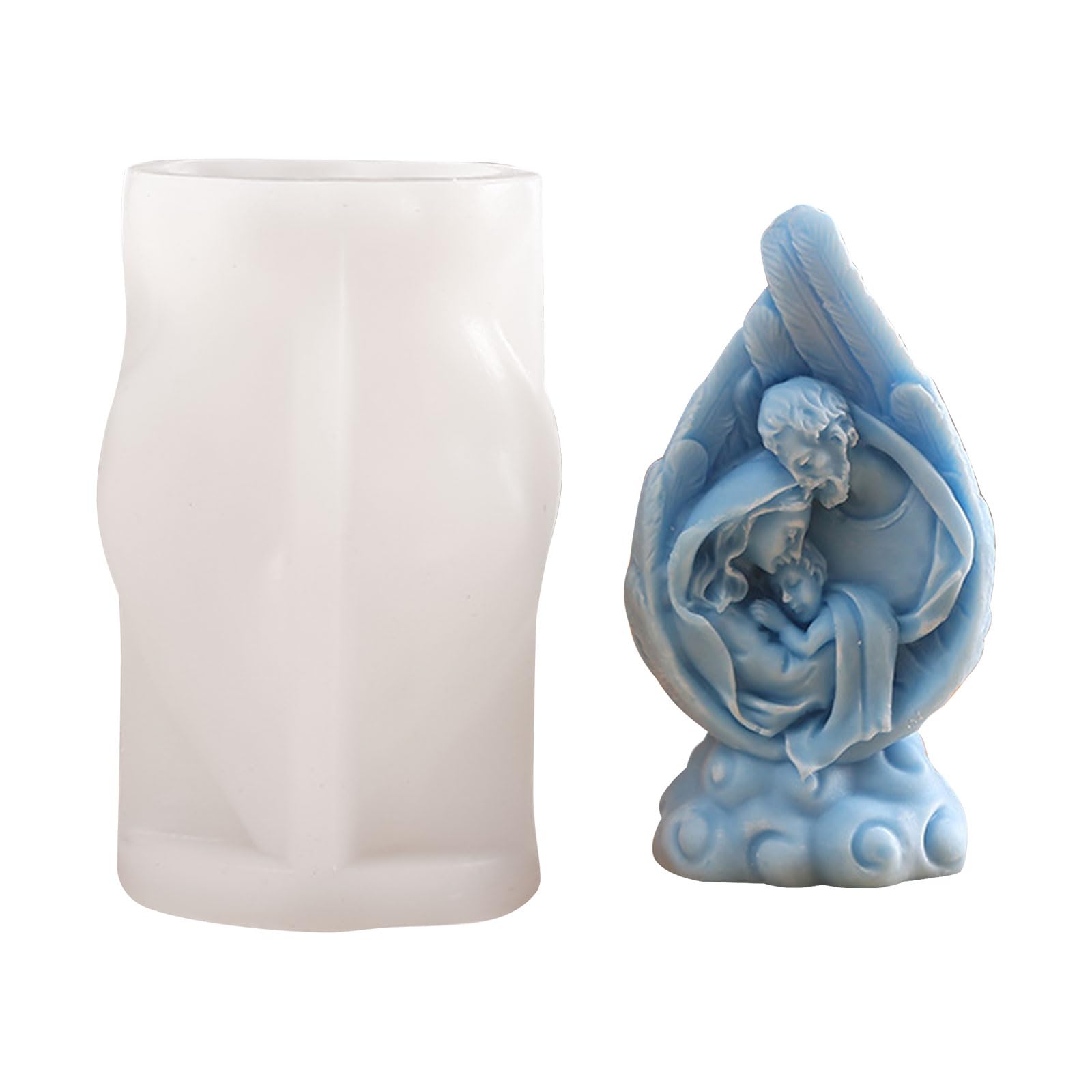 WANDIC Jesus Nativity Silicone Molds, 1 Piece Religious Holy Family Resin Mold Virgin Mary Epoxy Mold Christmas Nativity Mould for Home Decoration