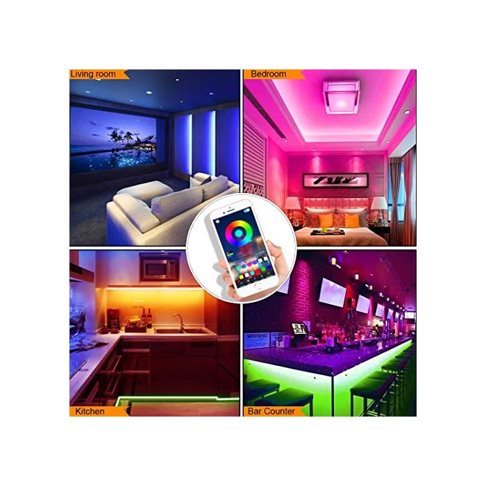 Tira de luces LED SMD5050 que cambian de color de 17 m con sincronización de música que cambia de color + controlador Bluetooth - Imagen 8
