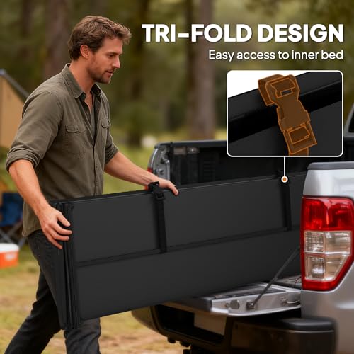 Outsunny 6.5'' Soft Tri-Fold Truck Bed Tonneau Cover, Fits 2002-2018 Dodge Ram 1500, 2003-2024 2500 3500, 2019-2024 Classic, 6.4ft Bed, Truck Bed Cover with Seal Strip, Black