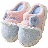 ELONEL Cute Plush Cotton Slippers - Women's & Men's - Thick Sole - Anti Slip - Indoor & Outdoor