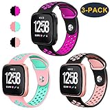 CAVN 3-Pack Compatible Fitbit Versa Bands for Men Women, Sweat Resistant Replacement Accessory Strap Bracelet Compatible Fitbit Versa Smartwtach (S/5.5