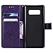 A-slim Galaxy Note 8 Wallet Case, (TM) Sun Pattern Embossed PU Leather Magnetic Flip Cover Card Holders & Hand Strap Wallet Purse Case for Samsung Galaxy Note 8 - Purple