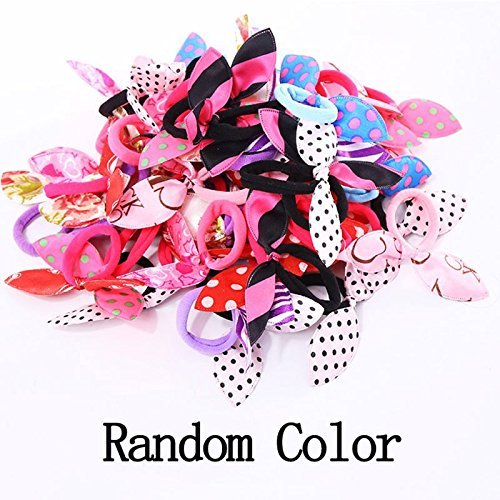 Adecco LLC Hair Tie Bands, 25Pcs Girls Cute Rabbit Ears Elastic Hair Tie Rubber Bands Ropes Accessories Women Ponytail Hair Holders Tie Gum