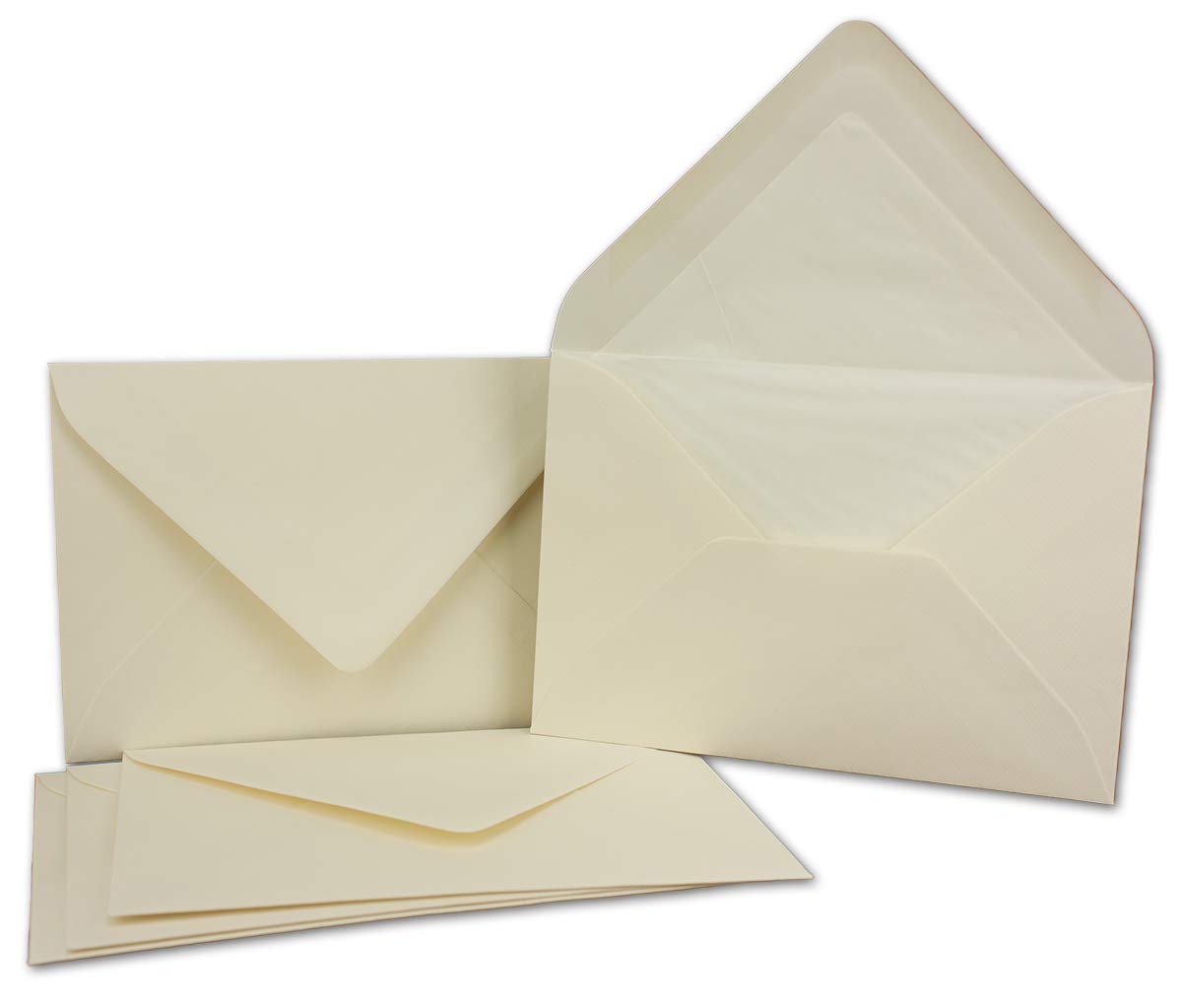 75 x envelopes in Natural White, Letter envelopes in DIN B6, 12.5 x 17.6 cm, Ribbed Paper, Silk Lining for Christmas and Festive Occasions