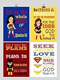 Christian Superhero Nursery Decor Art Set of 4 Prints - Supergirl, Batgirl, Wonder Woman - Multiple Sizes