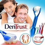 6 PACK :: DenTrust 3-Sided Toothbrush :: Medium :: Wrap-Around Design with Automatic 45 Degree Angle :: Made in USA
