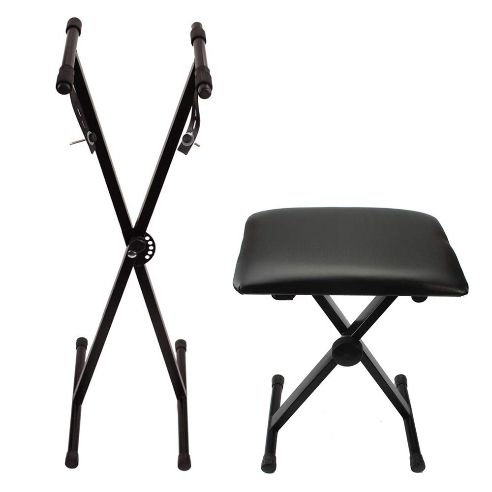 Stands Kuyal On Stage Z Shape Adjustable Keyboards Stand With Piano Benches Black Z Shape Musical Instruments