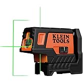 Klein Tools 93MCLPG Compact Self-Leveling Laser Level with Plumbing Point, Bright Green Cross Line, 75ft Range, Laser Class 2