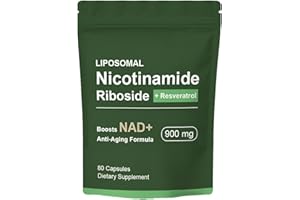 hanachi NAD+ Supplement with Nicotinamide Riboside - Liposomal Nicotinamide Riboside, Resveratrol, Quercetin - High Purity NAD Supplement for Anti-Aging, Energy, Focus - 80 Capsules