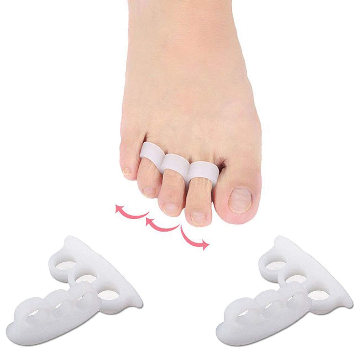 Pedimend Silicone Gel Hammer Toe Straightener - Toe Separators for Overlapping Toes - Straighten Bent Toes - Three Toe Eversion Orthotic Foot Care Separator - Foot Care