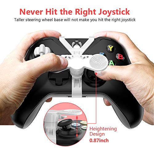 Xbox One Mini Steering Wheel, Xbox One Controller Add-on Replacement Accessories for All Xbox Racing Game (White)