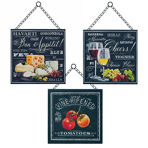 Bon Appetit Hanging Metal Wall Art - Wine Wall Decorations