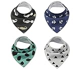 ZANETA Baby Bandana Bibs,Unisex 4 Pack set for Super Absorbent Drooling and Teething Newborns and Toddlers ,100% Cotton,Soft and Adjustable snaps