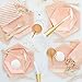 36pcs Party Disposable Dinnerware Sets for Wedding Birthday Party Tableware Gilding Decoration Pink Bronzing Gold Party Paper Plates and Napkins Eco-Friendly Dinner Paper Napkins Plates(Pink)