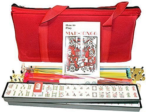 KT Mahjong 4 Pushers and Complete American Mahjong Set with Burgundy Bag, 166 Tiles