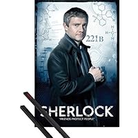 1art1 Poster + Hanger: Sherlock Poster (36x24 inches) Dr. Watson, Friends Protect People and 1 Set of Black Poster Hangers