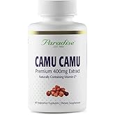 Paradise Herbs, Organic Camu Camu Extract, 400 mg, Rich in Vitamin C, Pure & Potent, Gluten Free, Non-GMO, Vegan, 60 Capsules