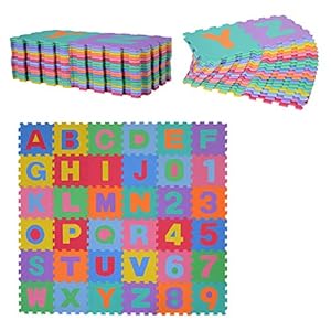 Alfombra Puzzle Letras y Números Alfabeto Goma Espuma para Niños 31x31cm