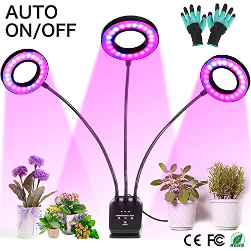 Grow Light, Plant Lights for Indoor Plants, Auto ON/Off Timing Plant Grow Lamp with Red, Blue Spectrum, 10 Dimmable Levels, 3-Head Divide Control Flexible Gooseneck Arm (30W Red Blue Spectrum - Round) - Thumbnail 6