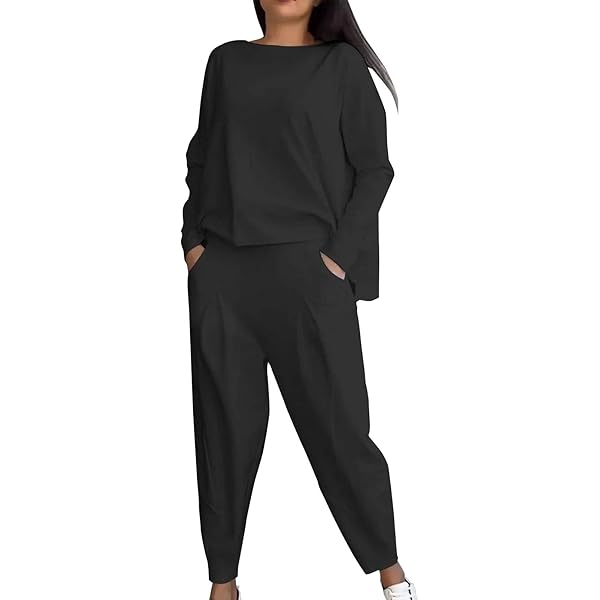 Glamaker Ensemble 2 Pièces Pour Femme - Haut Sans Manches - Pantalon Large - Survêtement Avec Poches, Abricot, Moyen