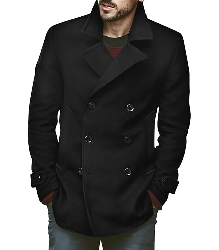 Nautica Men's Wool Blend Peacoat – Double-Breasted Winter Coat