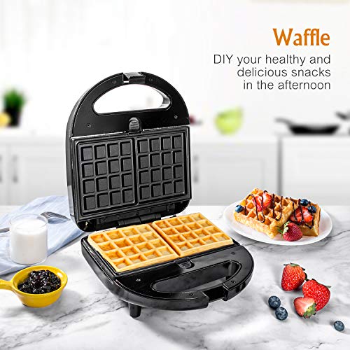 OSTBA Sandwich Maker 3in1 Waffle Iron, 750W Panini Press Grill with 3