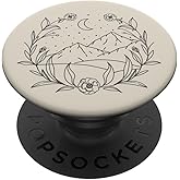 Boho Mountain Moon Night Botanical Floral Design PopSockets Adhesive PopGrip