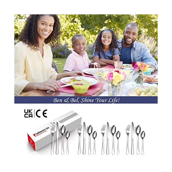 16-Piece-Cutlery-Set-for-4Ben-Bel-Stainless-Steel-Tableware-Dinnerware-Knife-Fork-Spoon-Set-Easy-Clean-Dishwasher-Safe 16-Piece Cutlery Set for 4 Persons–Ben & Bel Stainless Steel Knife, Fork and Spoon Tableware Set–Easy-Clean & Dishwasher…