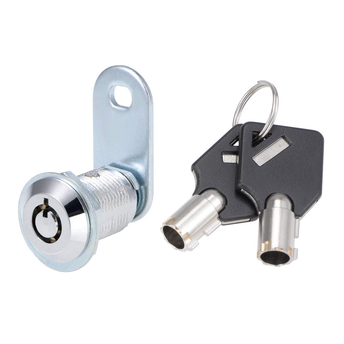 sourcing map Tubular Cam Lock 25mm Cylinder Length Chrome Finish Keyed Alike