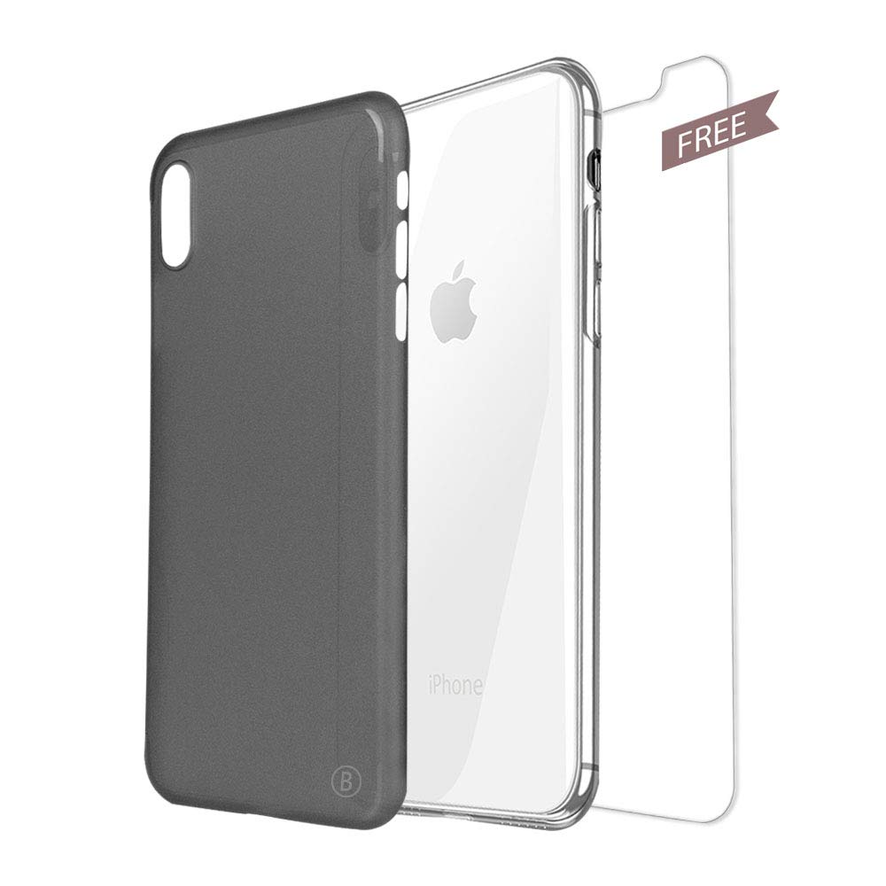 Slim iPhone Xs Max Case, Black iPhone Xs Max Case 0.35MM, iPhone Protective Case and Screen Potector, Thin iPhone Xs Max Shock-Proof Case [Support Wireless Charging] PP Matte iPhone Case, 6.5\