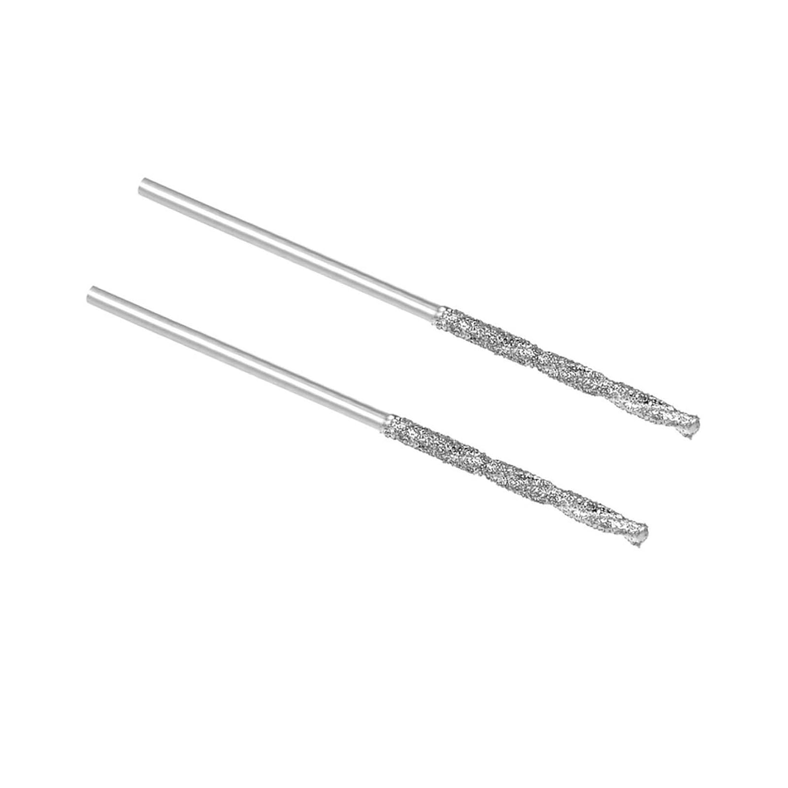TOP-VIGOR 2Pcs 1.8mm Diamond Twist Drill Bit, Diamond Tipped Twist Drill Bit Set Masonry Drill Bits Rotary Tools for Wood Glass Stone Cutting