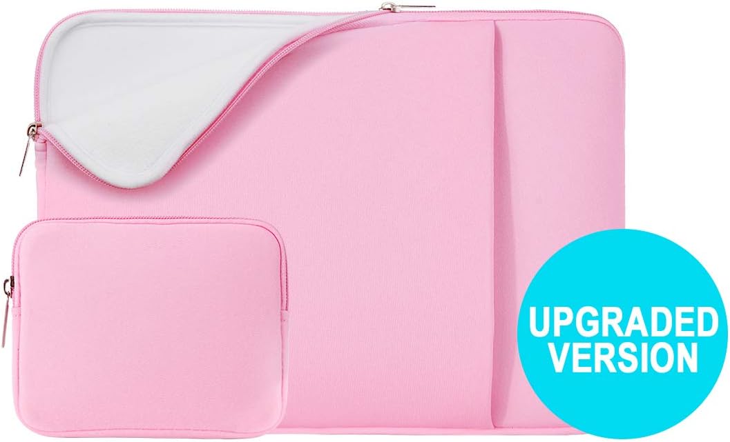 RAINYEAR 11 Inch Laptop Sleeve Case Soft Lining Cover Bag with Front Pocket & Accessories Pouch, Compatible with 11.6'' MacBook Air for 11" Notebook Computer Tablet Chromebook (Pink, Upgraded Version)