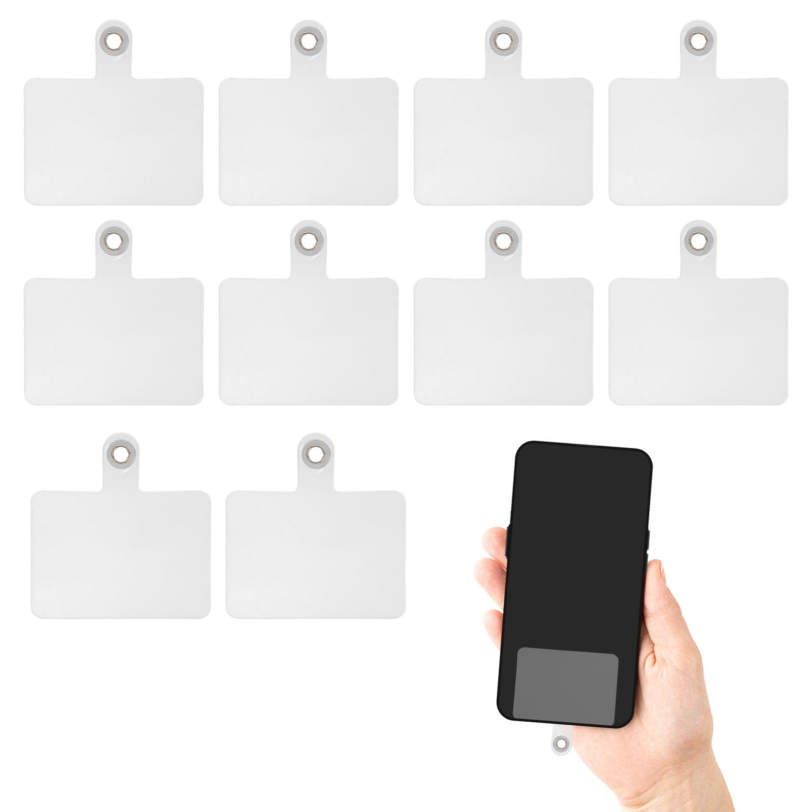 iplusmile Cell Phone Lanyard Tether, Phone Lanyard Tether Tab, Phone Lanyard Patch with Metal Ring, Mobile Phone Tether Tab Compatible with Most Smartphones(10pcs)