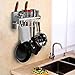Kitchen Wall Pot Pan Rack, Plumeet 5 in 1 Wall Mounted Hanging Kitchen Organizer with 8 Pot Hook & 3 Knife Holder & Utensil Cup & Spice Rack & Towel Rack, Aluminum (15 inch)