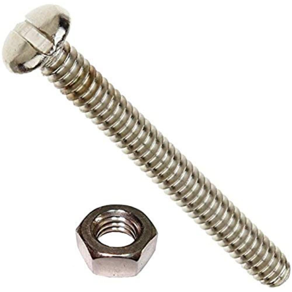 Merriway BH03612 (50 Pcs) Slotted Pan Head Machine Screws with Nuts, M5 x 40mm (3/16 inch x 1.1/2 inch) Bright Zinc Plated - Pack of 50 Pieces