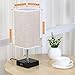 ZEEFO Dual 2.1A USB Charging Port Table Lamps with Outlet, Simple Design Bedside Table Lamp, Black Base and Fabric Shade Nightstand Desk Lamp is Great for Bedroom, Guest Room, Office (Square)