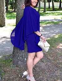 Alinemyer - Vestido de gasa para mujer, cuello redondo, para cóctel, fiesta