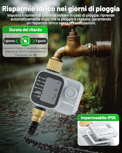Unistyle Irrigation Timer | New Model 2026 - Automatic Garden Watering Control Unit, Simple and Intuitive Operation, IP55 Protection, Flexible Watering Programs