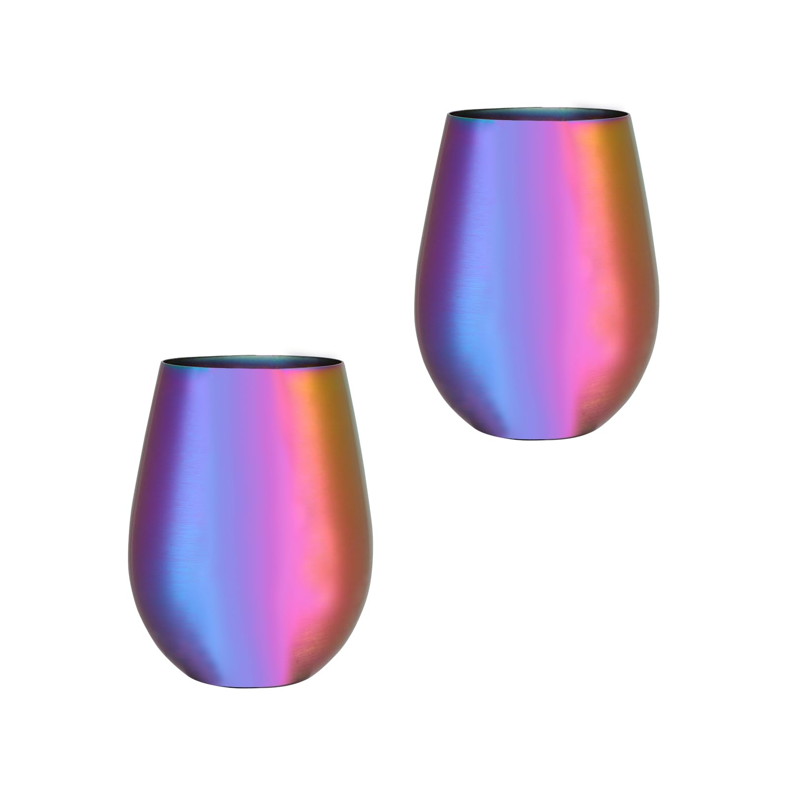 N / A Meisha Metal Cup Set of 2, 17oz Stemless Stainless Steel Dringking Tumblers, Unbreakable Shatterproof Wine Glasses for Outdoor Travel, Picnic and Family Daily Use, Rainbow