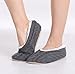 Pembrook Ladies Cable Knit Slippers – Gray - Medium (7-8) – Ballet Style with Non-Skid Sole - Faux Shearling Lining and Suede Sole - Great Plush Slip On House Slippers for adults, women, girls