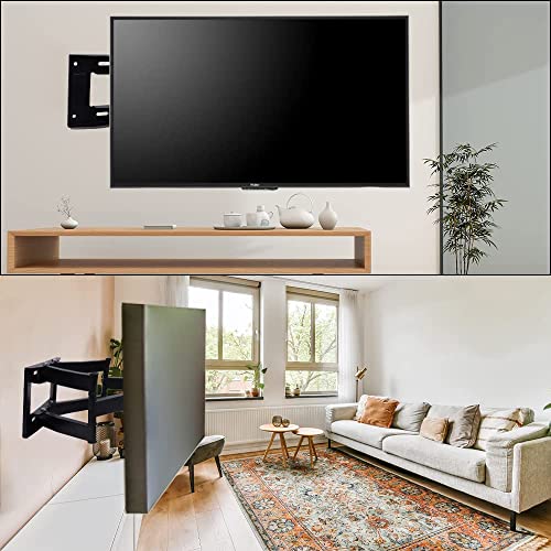 LINK BITS C3780N24 Soporte de TV móvil con Doble Brazo para televisores de 32” a 80” Pulgadas, Base para Pantallas Reforzado y Resistente para monitores de hasta 50 Kg y VESA de hasta 600x400mm.