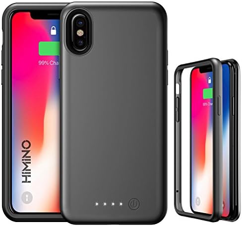 iPhone X Battery Case 4000mAh, Himino Extended Battery Charger Case Portable Rechargeable Power Bank Battery Protective Charging Case for Apple iPhone X(5.8 inch) (Black)