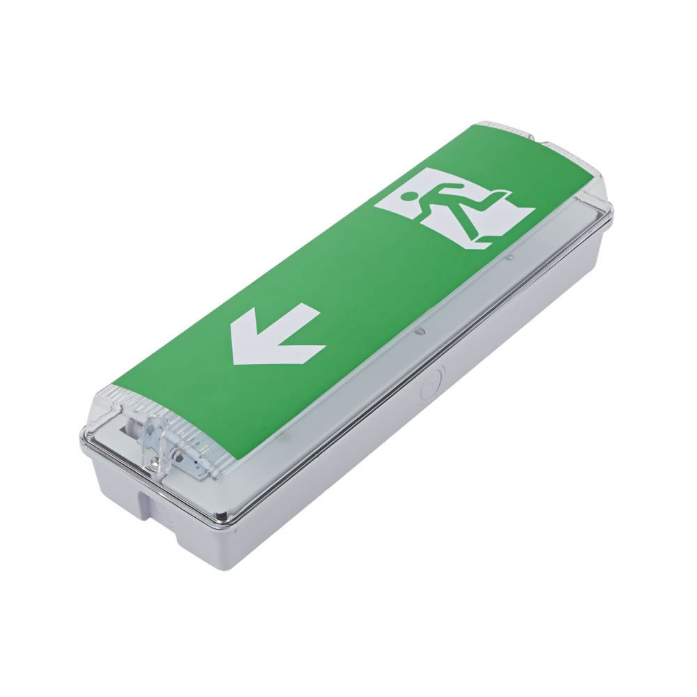 Biard 7.5W LED Green Emergency Exit Sign Bulkhead Left Arrow
