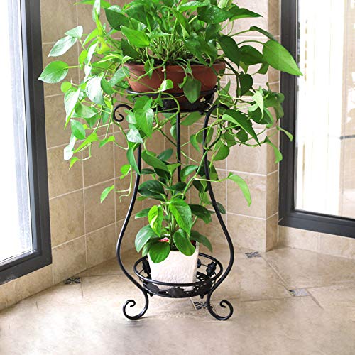 Metal Tall Plant Stand Indoor/Outdoor,Iron Art Flower Pot Holder Small Plant Holders,Flower Pot Stand Flower Pot Supporting,Potted Plant Stand Plant Rack Planter Stand,for Home,Garden,Patio(Black) - Thumbnail 2