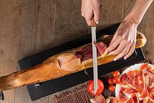 Faca de presunto arcos com lâmina de aço inoxidável 250 mm, faca afiada para corte de presunto e carne, ótimo corte preciso de presunto, cabo de madeira comprimida, série latina, cor marrom