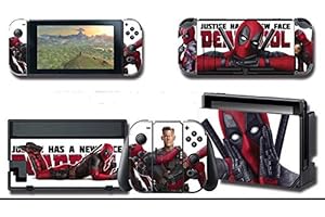 Alvhntr Deadpool Vinyl Skin Decal Stickers for Nintendo Switch, Anime Protector Wrap Cover Protective Faceplate Full Set Console Joy-Con Dock (Deadpool 2392)
