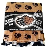 DADM Tie a No-Sew Fleece Heart Pillow for Your Lovely Friend. Pre-Cut Ready to Knot. Crafts Kits for Kids and Adults, Girls and Boys, Bone and Paw Print. Selfme